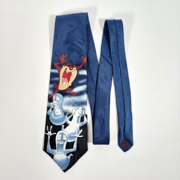 Looney Tunes Vintage Taz Tazmanian Devil Ghost Halloween Mens Tie - Picture 5 of 7